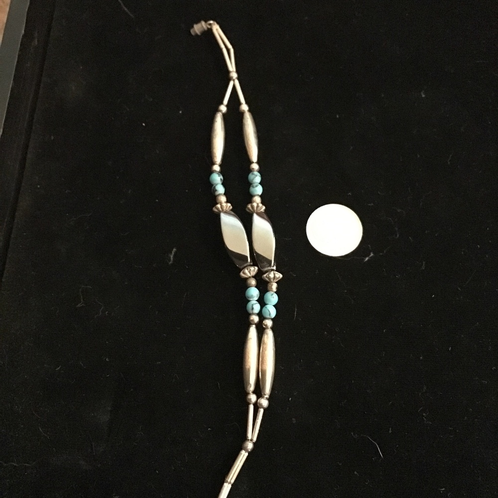 Silver, Marcasite, Turquoise Bracelet.